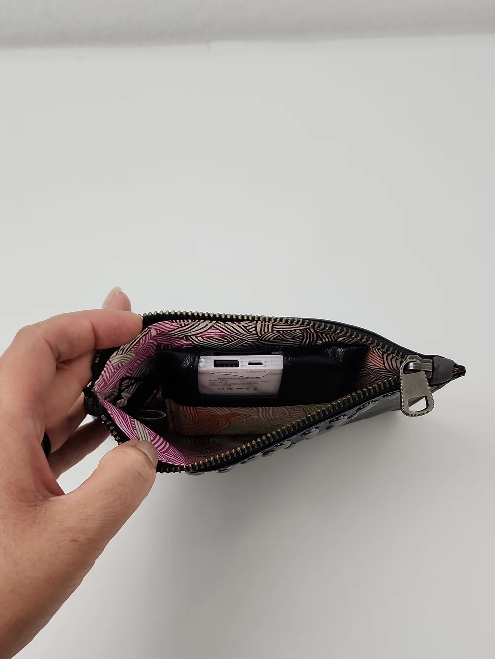 The Sak Portable Power Bank Studded Wristlet Leather Black